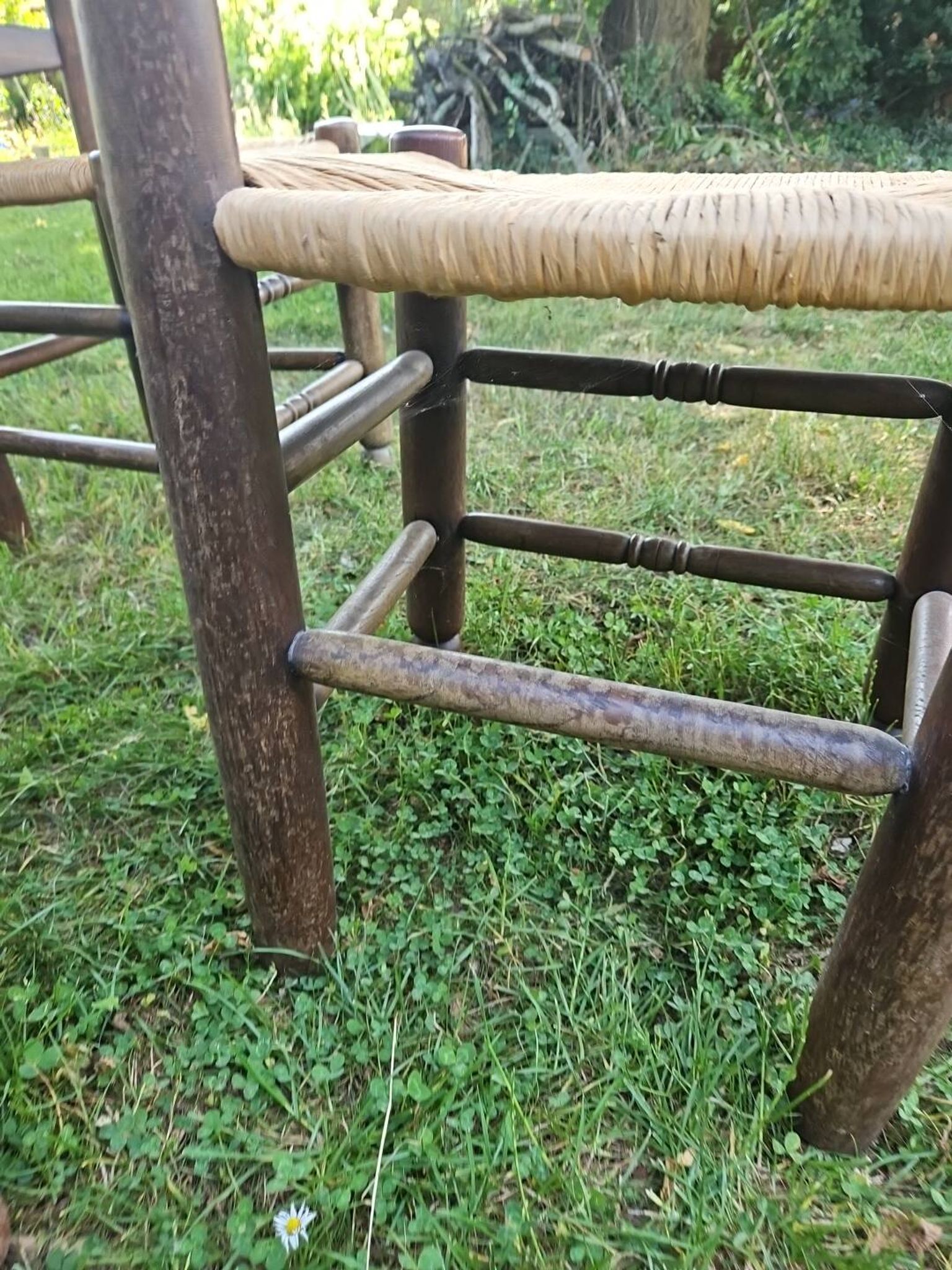 4 chaises Charles Dudouyt paillées design 40-50-60