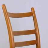 Series of 6 Swedish chairs in Elm and black Skai by Yngve Ekstrom for Gemla 1960.