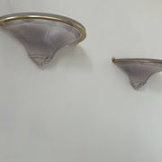 Pair of vintage glass and brass wall lights, France, 1960s