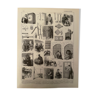 Lithographie gravure sur les cambrioleurs de 1907
