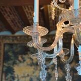 Liège lustre in blown glass, two levels of light arms, 18th century.