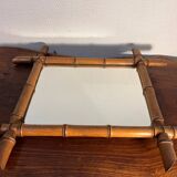 Old bamboo-style wooden mirror from the 50s