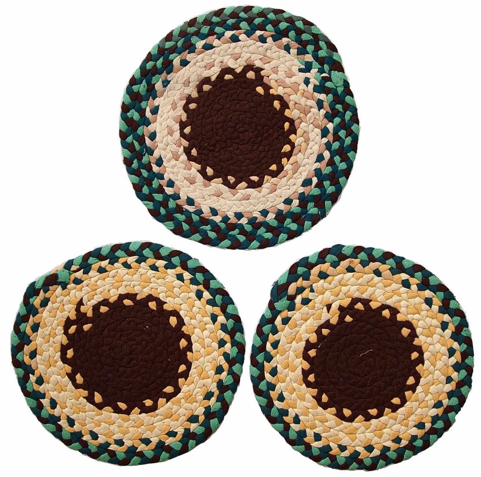 Coussins de chaise tressés américains antiques faits main 38cm (1940s)