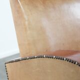 Art Deco design armchair made of cowhide leather in light cognac colour