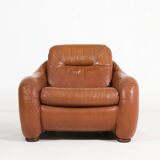 Sculptural Italian design leather lounge chair from 1960’s