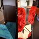 Coral red inclusion lamp by Pierre Giraudon
