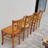 Series of 4 chairs of bistrot restaurant old 1950