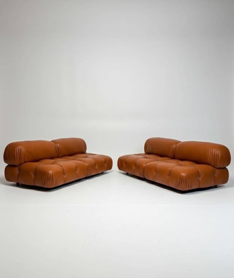 Camaleonda Lounge Sofa in Cognac Leather by Mario Bellini for B&B Italia, 1973, Set of 4