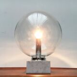 Mid-century glass and marble table lamp 3480 by Erco, 1960s.