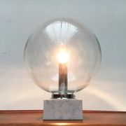 Mid-century glass and marble table lamp 3480 by Erco, 1960s.