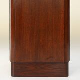 Large Art Deco console or pedestal in dark oak veneer, Belgium, 1920s