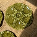 3 assiettes à huîtres en barbotine, Gien