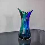 Sommerso green and blue vase by Seguso, Murano glass, Italy, 1970