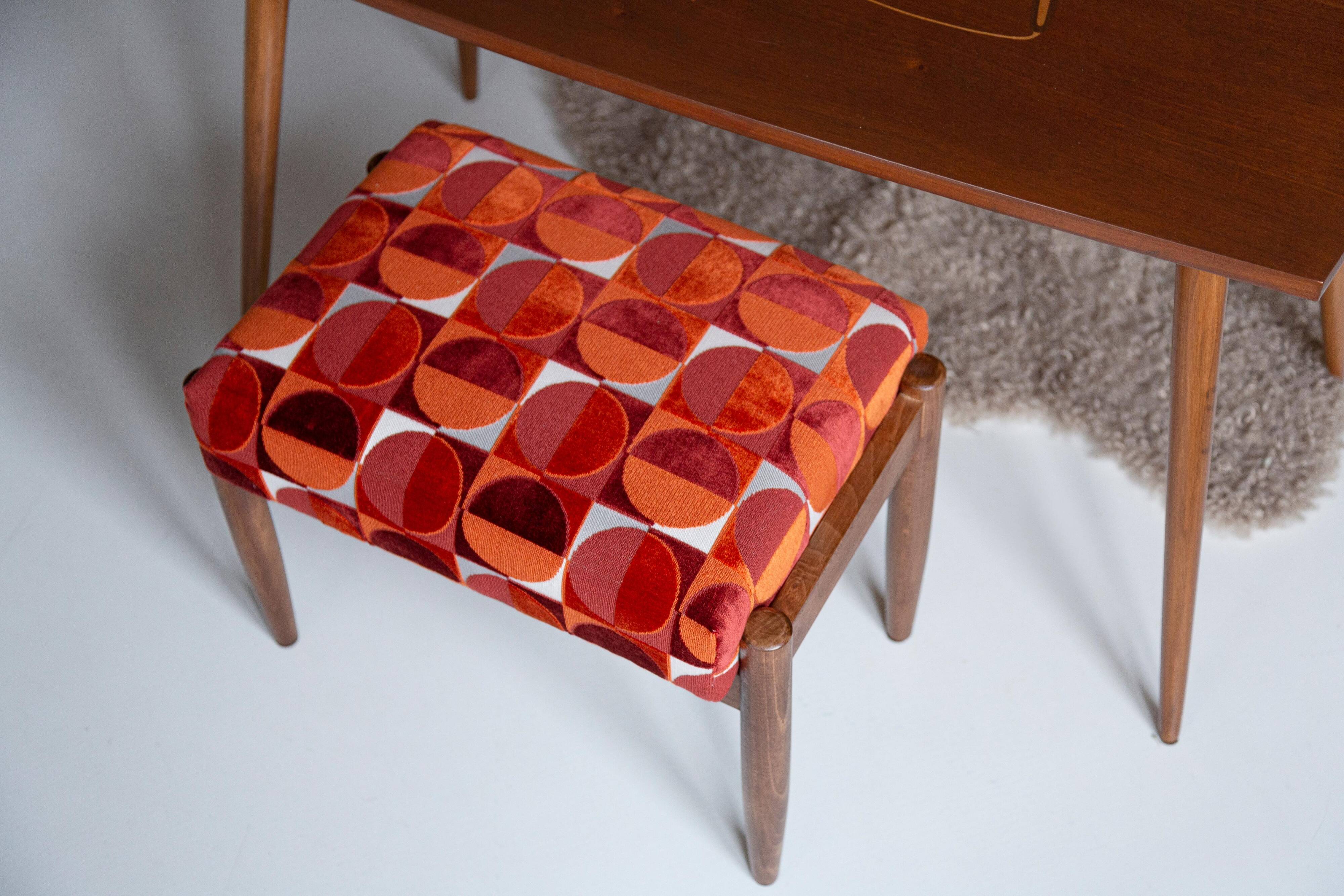 Vintage red and orange mid-century stool, Edmund Homa, 1960s