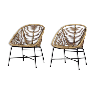 Chaise en bambou vintage moderne