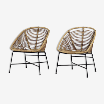 Mid-Century Modern Vintage Bamboo Chair, 1960s, Set of 2