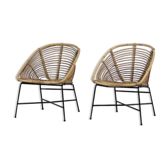 Mid-Century Modern Vintage Bamboo Chair, 1960s, Set of 2