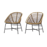 Chaise en bambou vintage moderne du milieu du siècle, années 1960, ensemble de 2