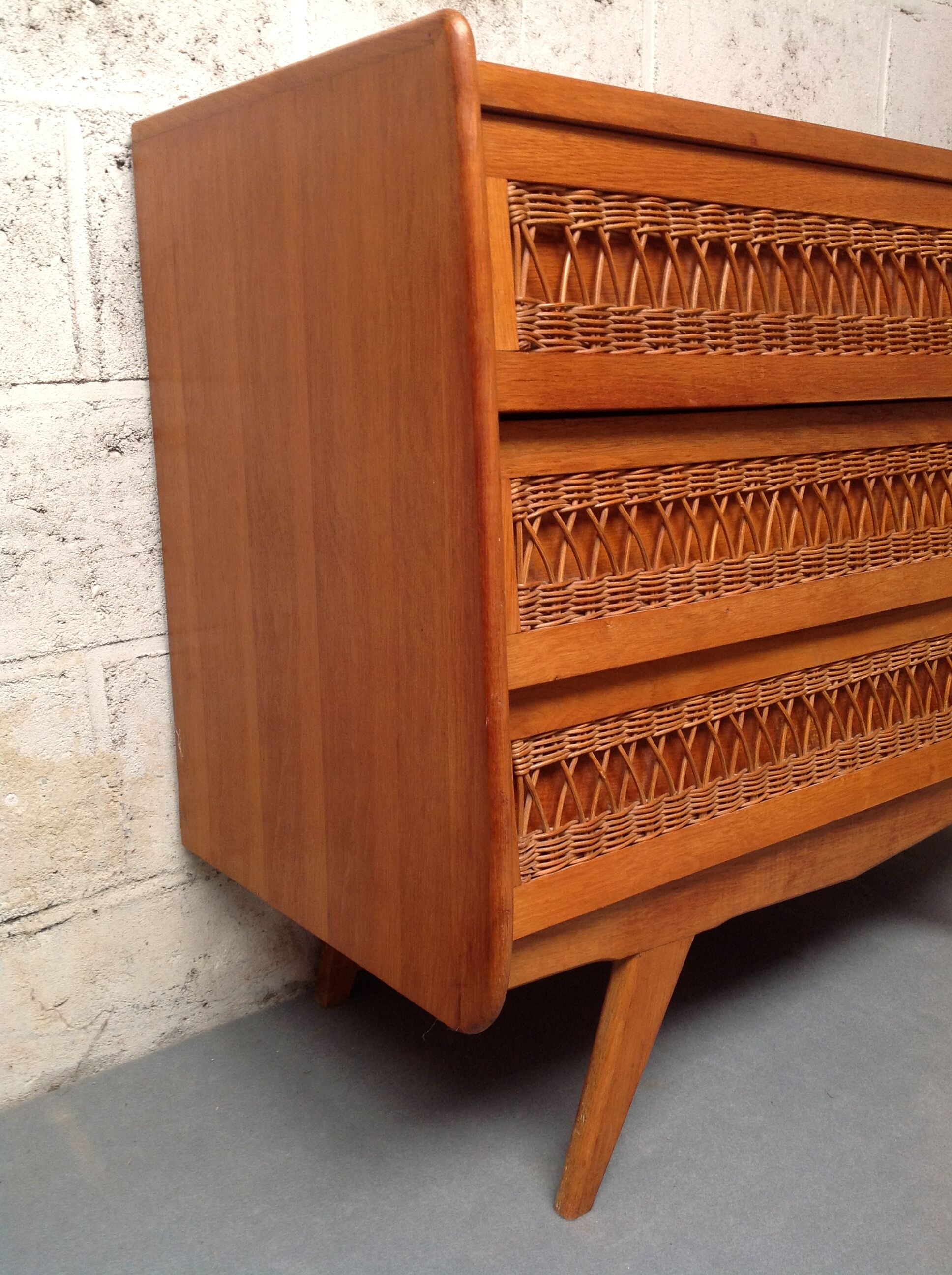 Vintage rattan dresser