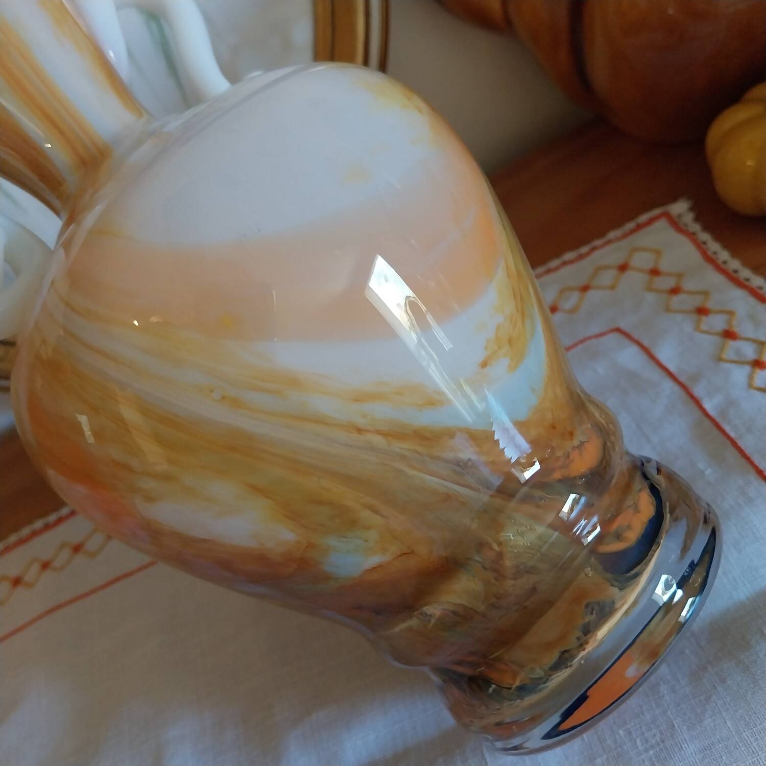 Vase in opaline and marbled glass paste Italy