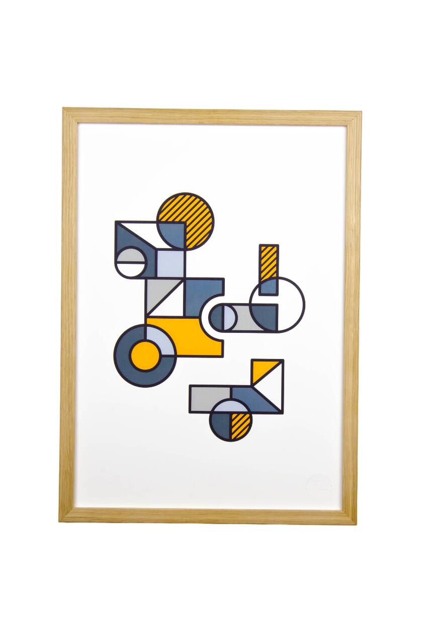 Illustration - Affiche A3 abstraite géométrique graphique colorée numérotée #003