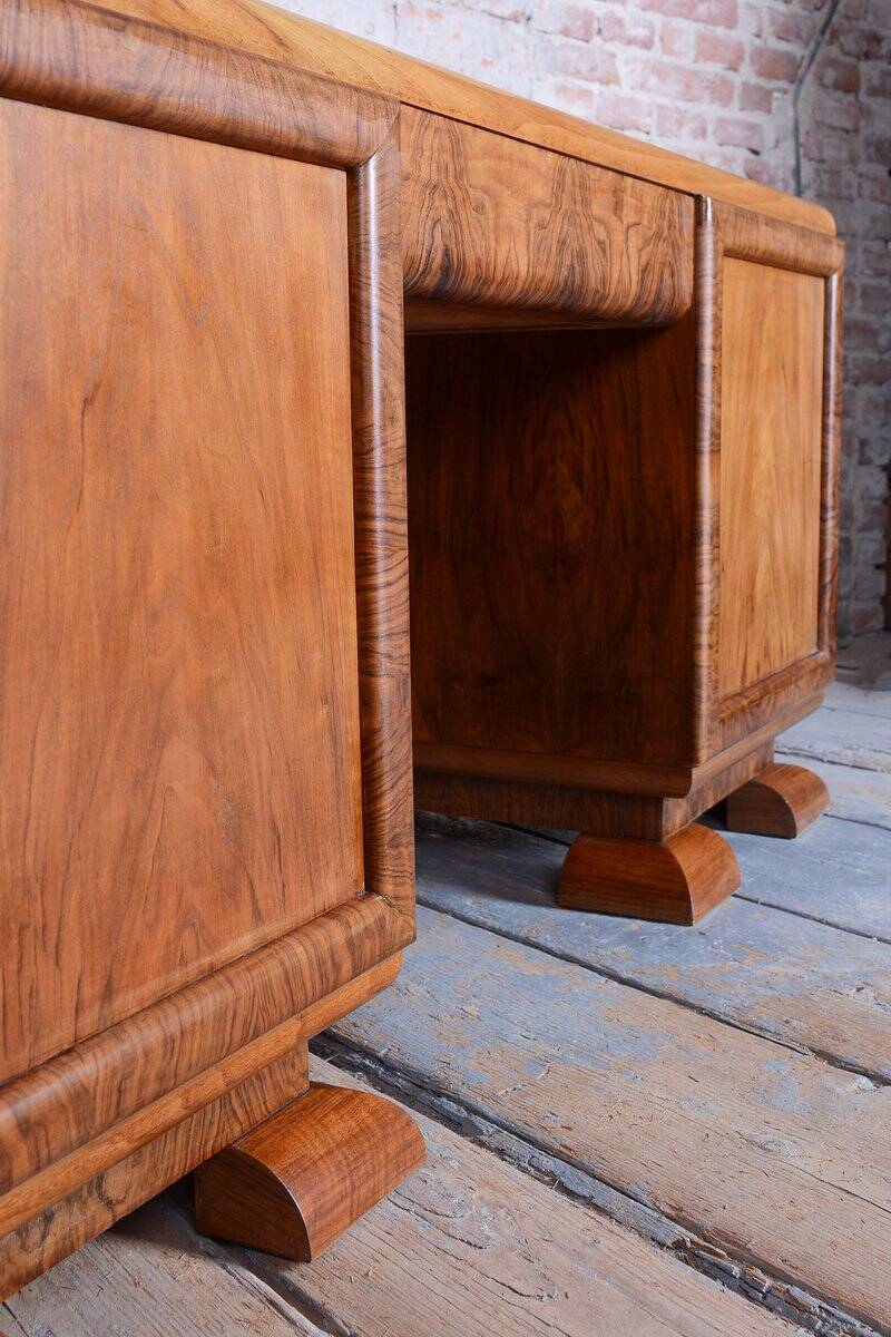 Art Deco Writing Desk in Mahogany and Walnut, 1920s