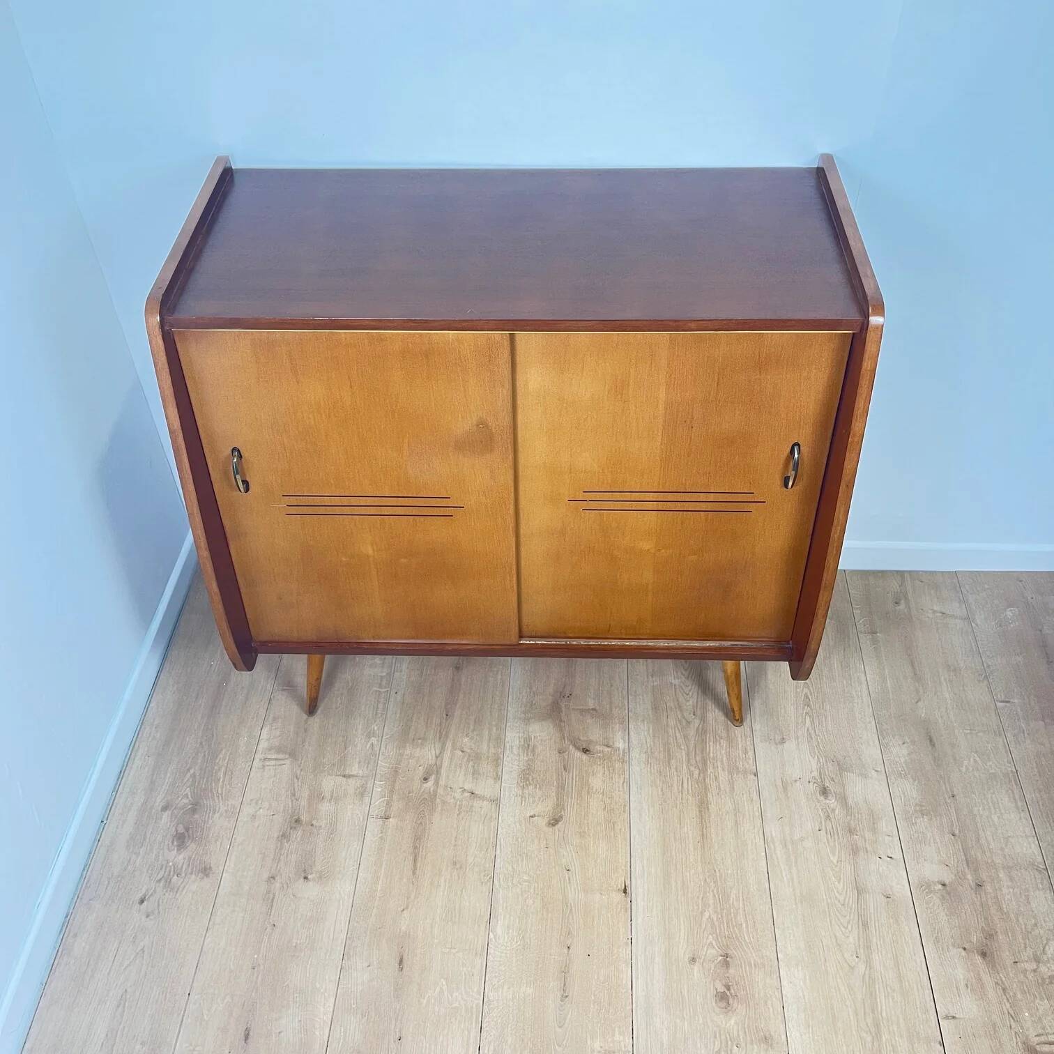 Meuble à chaussure vintage en bois, 1960