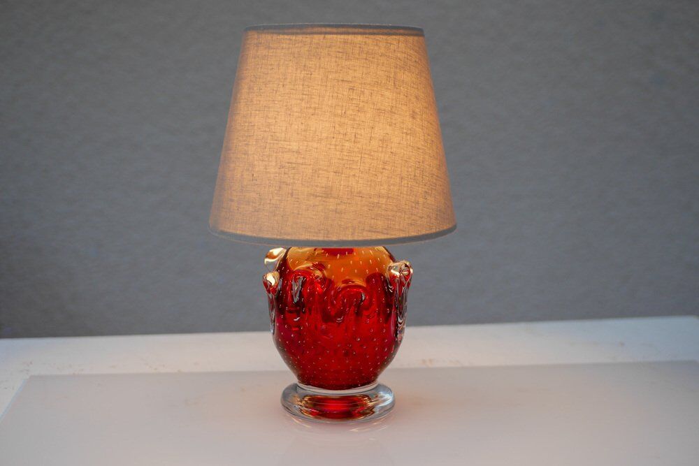 Red crystal glass lamp by Börne Augustsson for Åseda