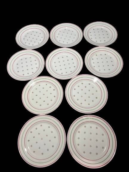 Lot of ten stamped Lunéville Imperial Flan ceramic plates
