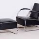Bauhaus Armchair with Stool in Chrome attributed to Mücke-Melder, Czech, 1930s, Set of 2