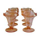 Set of 6 vintage Arcoroc Luminarc pink ice cream cups from the 70s