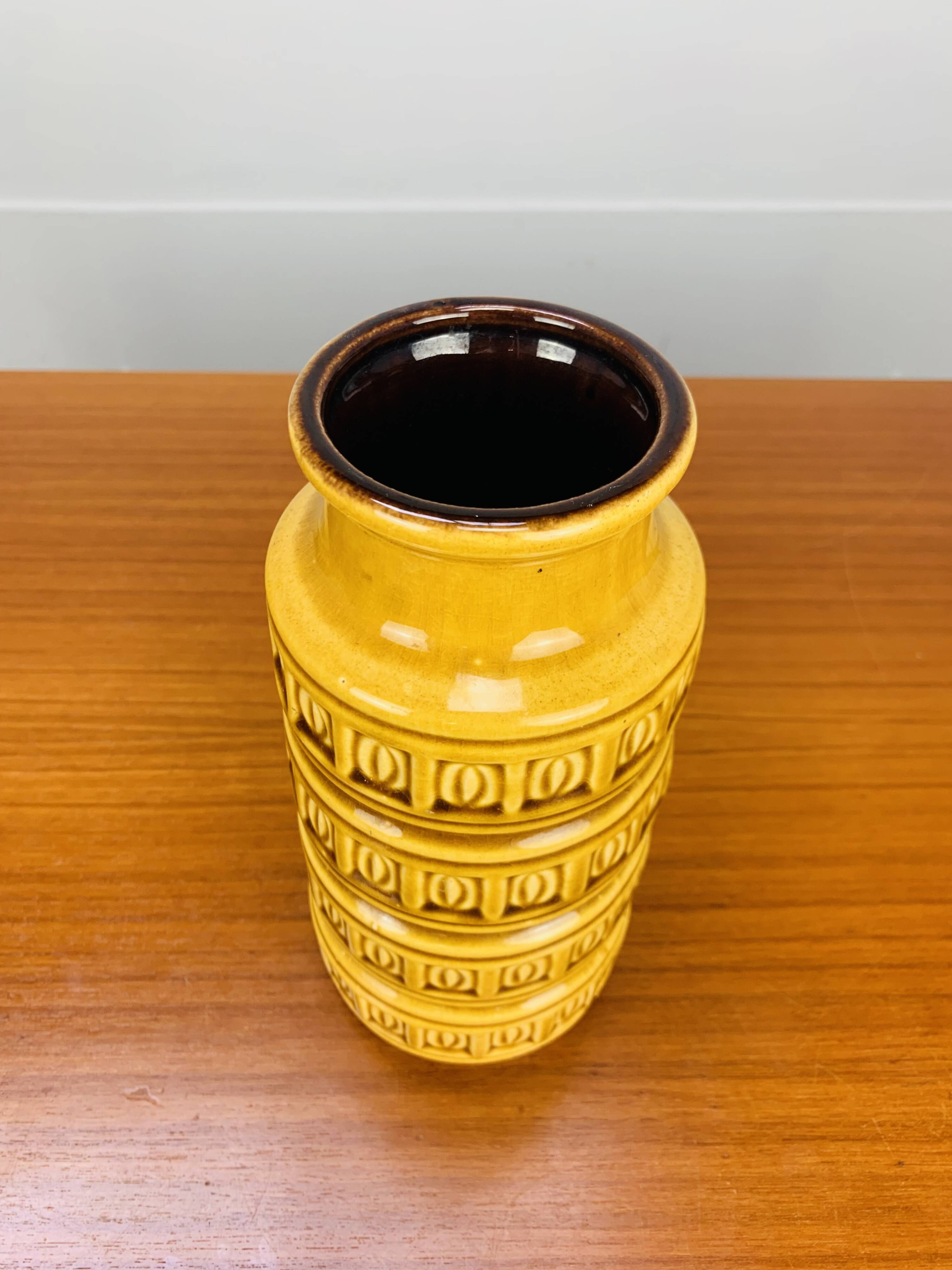 West Germany yellow ceramic vase, vintage, 1960s