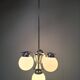 1930s Czech Art Deco Blue Opaline Glass and Chrome Four-Light Chandelier