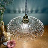 Suspension abat-jour vintage en verre moulé - collection vaisselle -