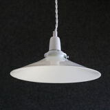 White smooth opaline pendant lamp - comes with porcelain socket, cable and white stand