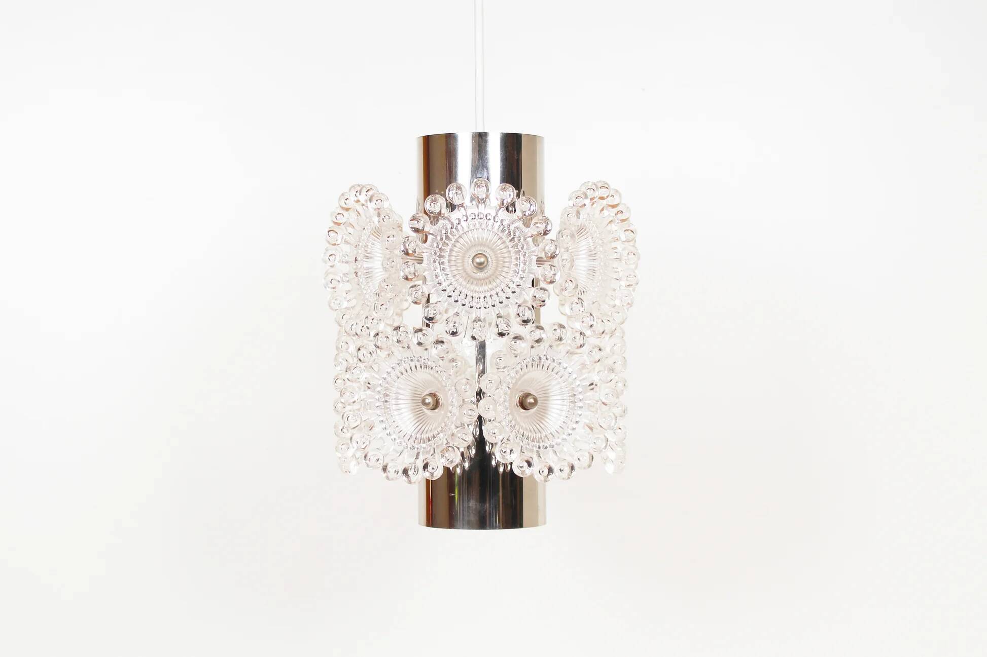 1970s chrome pendant lamp by Solken Leuchten - 3 available