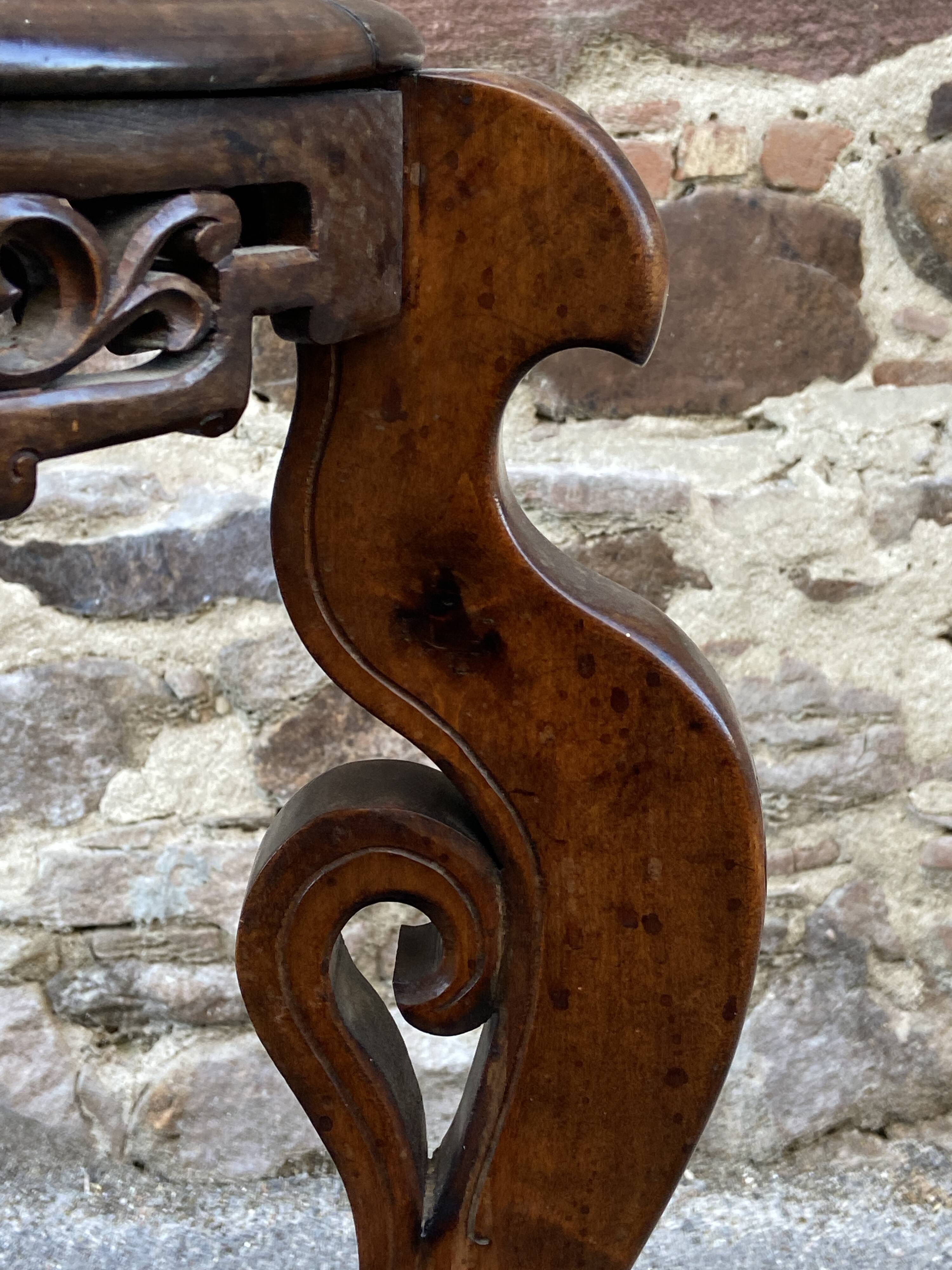 Colonial style pedestal table Indochina Asia vintage 1930s carved wood