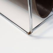 Vintage Magazine rack in chrome and faux leather, France 1960s
