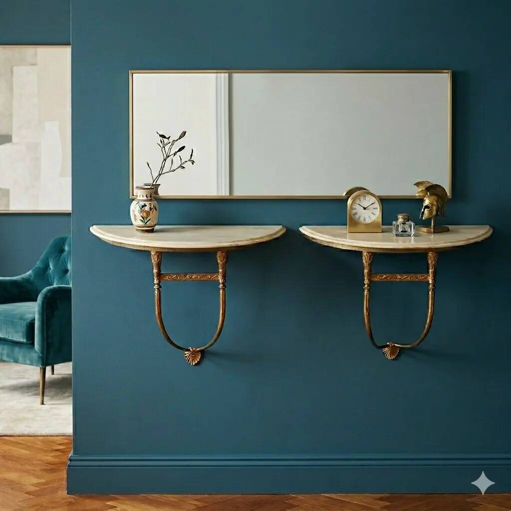 Old neoclassical consoles in gilded bronze from the 20th century.