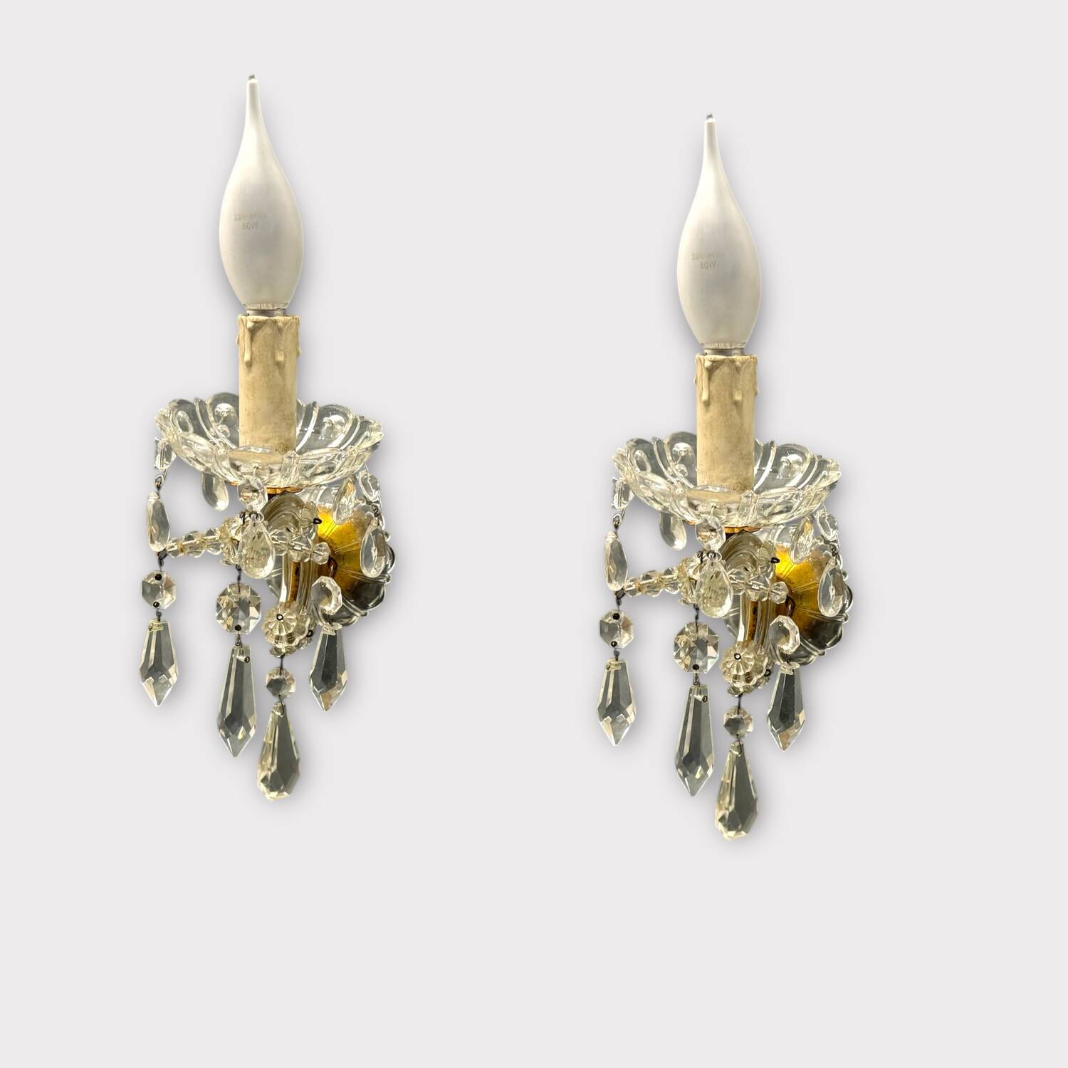 Vintage Italian Crystal Sconces 1950’s Set of 2