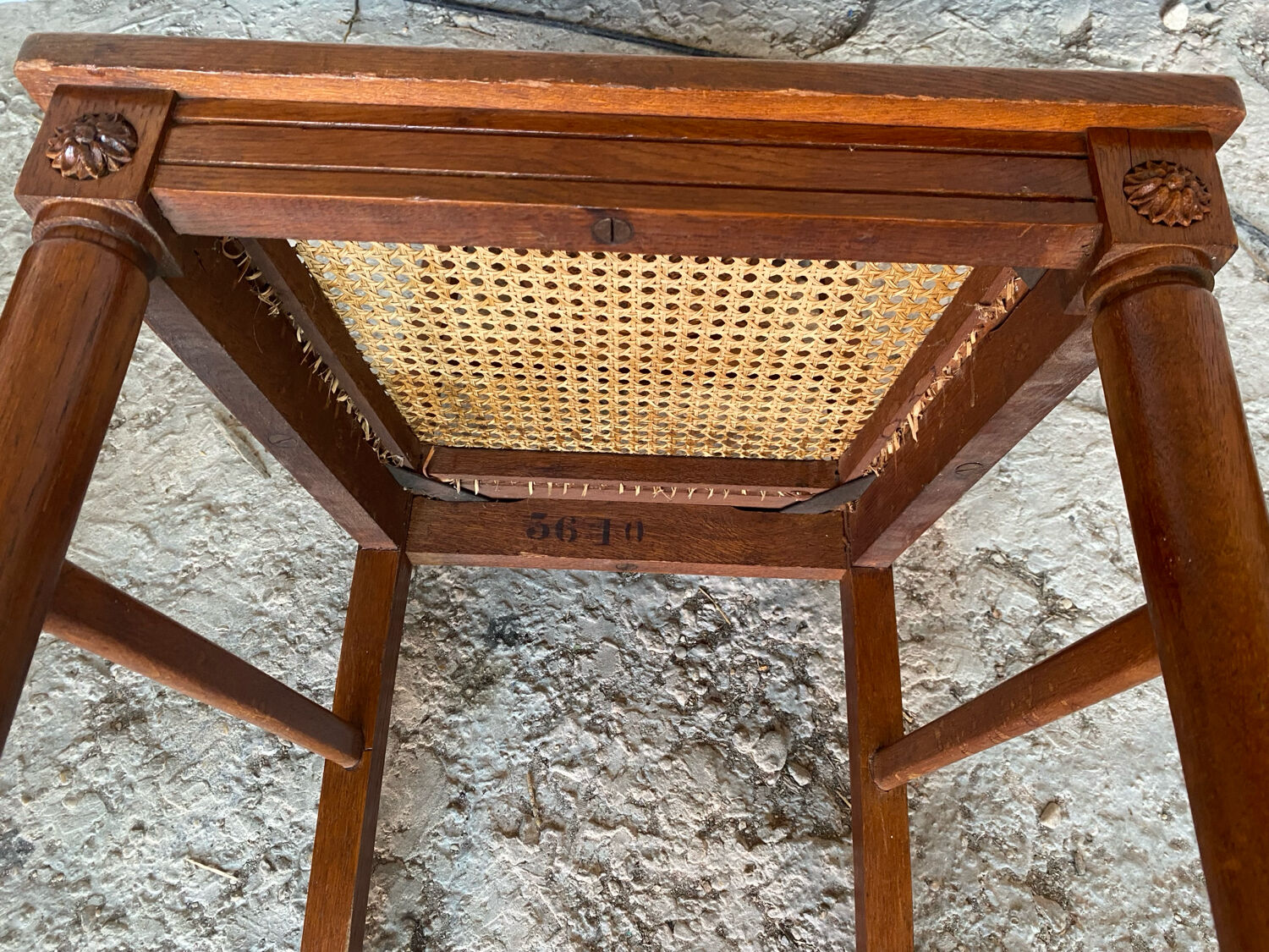 4 chaises anciennes style Louis XVI en bois et cannage, XIXème s.