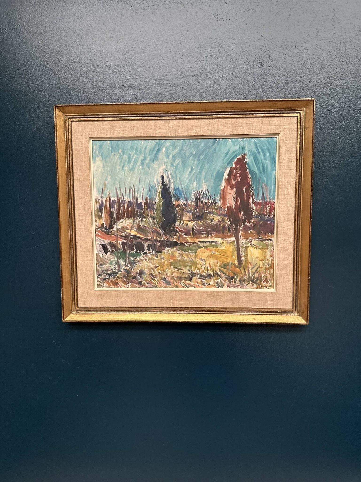 Huile sur toile originale suédoise – « Paysage » par Arvid Herbert