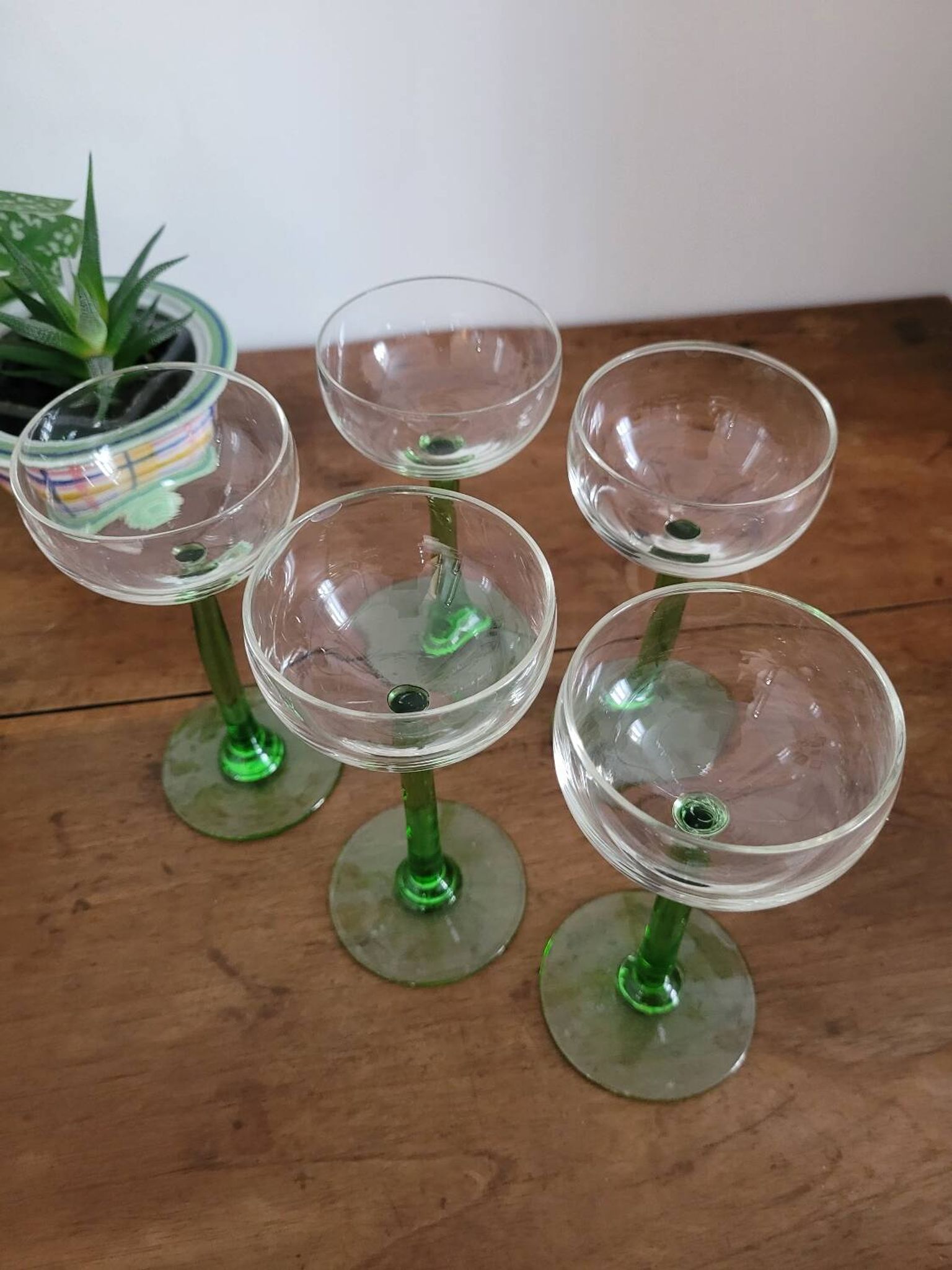 Lot de 5 verres à pied vin blanc d'Alsace