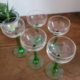 Set of 5 stemmed white wine glasses from Alsace