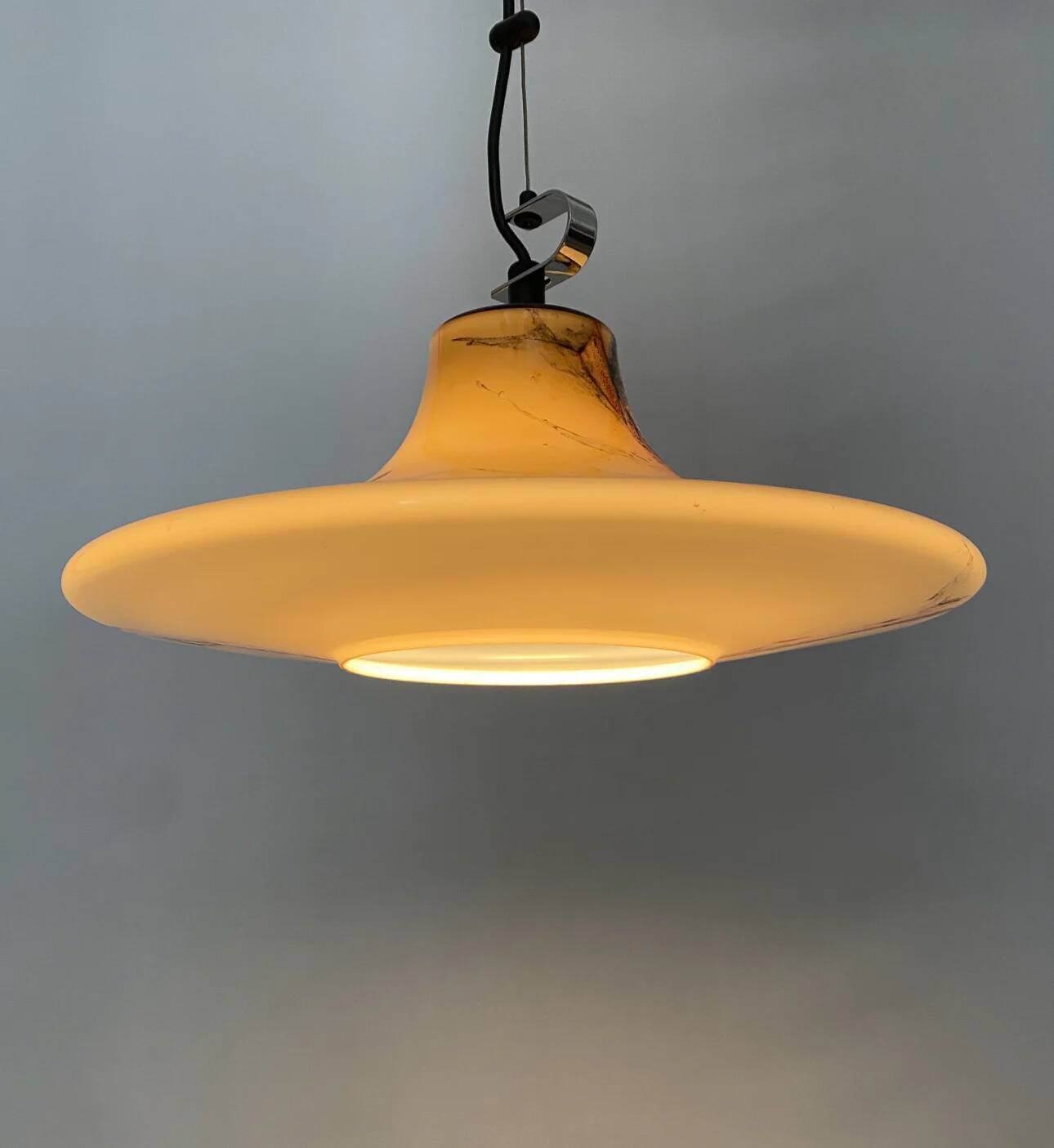 Large 'Cirrus' brown glass UFO suspension by Peill and Putzler XL 1970