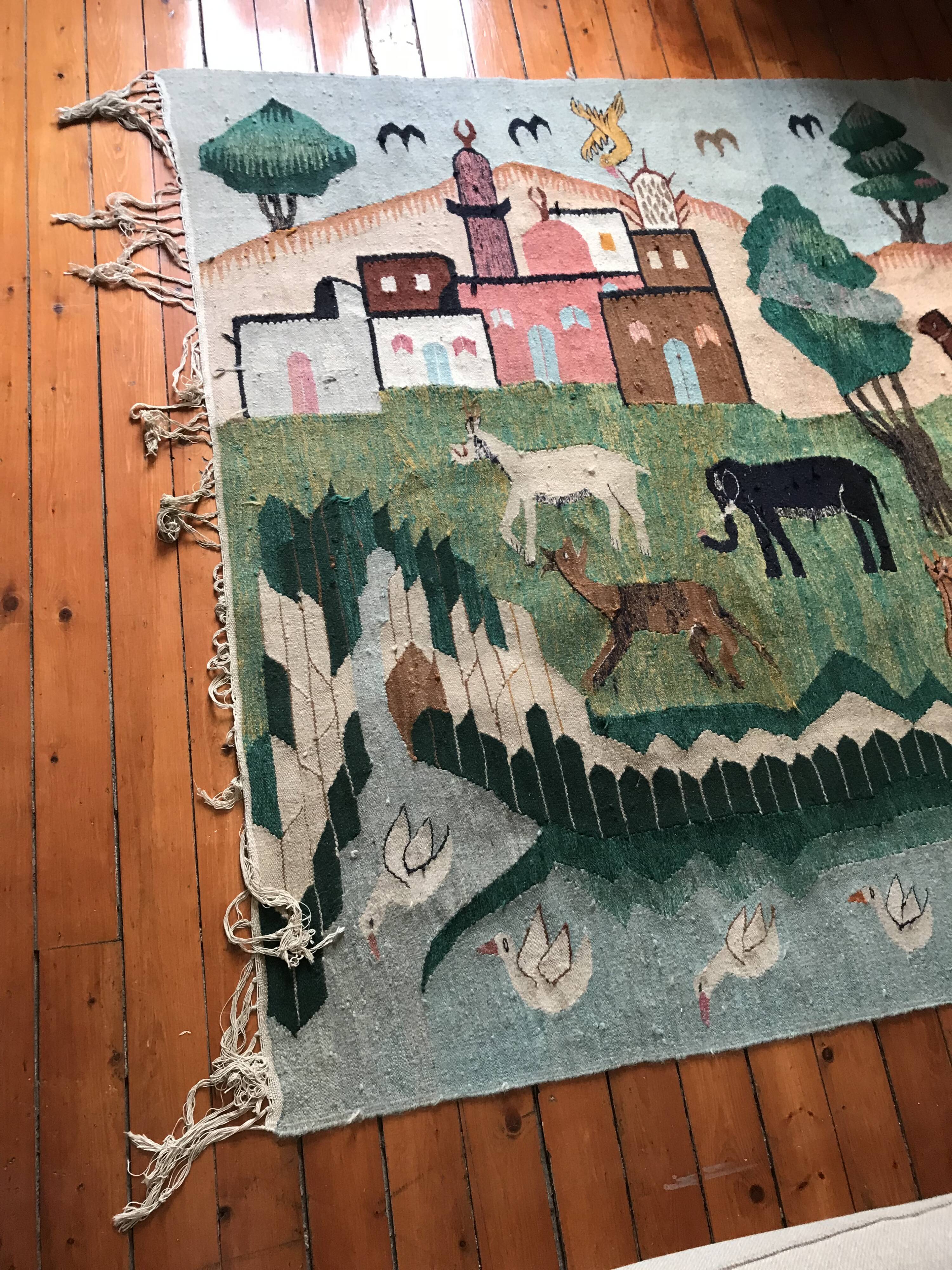 Vintage Egyptian Tapestry Ramsès Wissa Wassef circa 1960