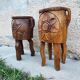 Pair of antique brutalist planters, Savoyard folk art