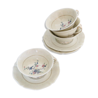 Set of 4 tea cups, porcelain Old Royal Factory of Limoges, Vintage