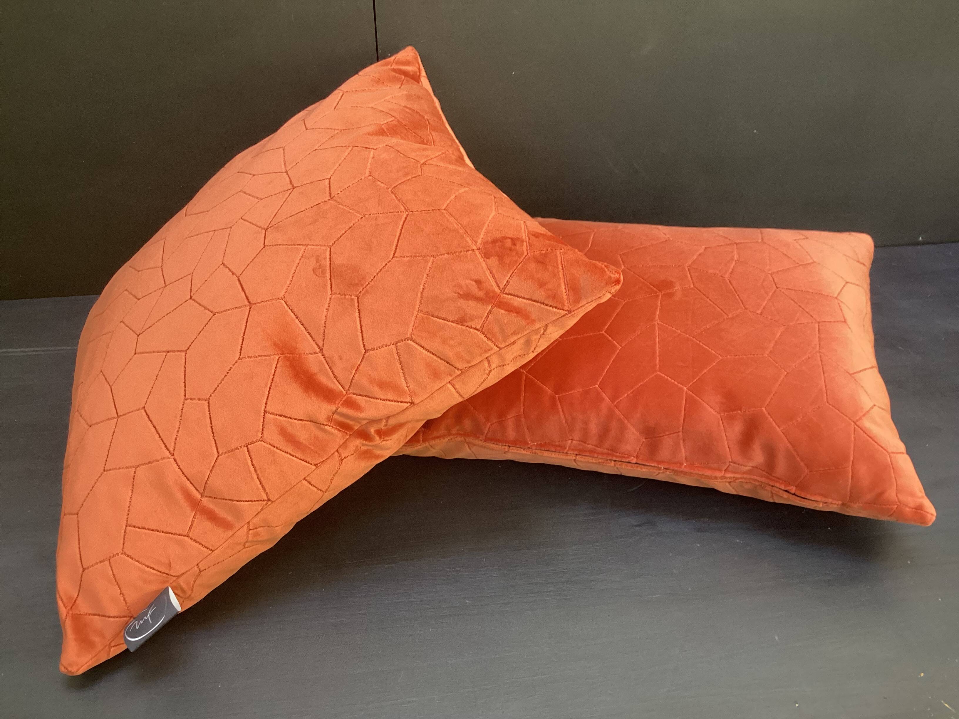 Duo of rust velvet cushions 50x50/40x58 cm