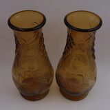 Pair of amber vases Bambicho vintage